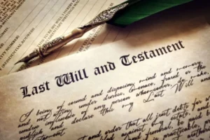 A handwritten document titled "Last Will and Testament".