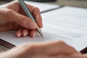 A person signing a contract